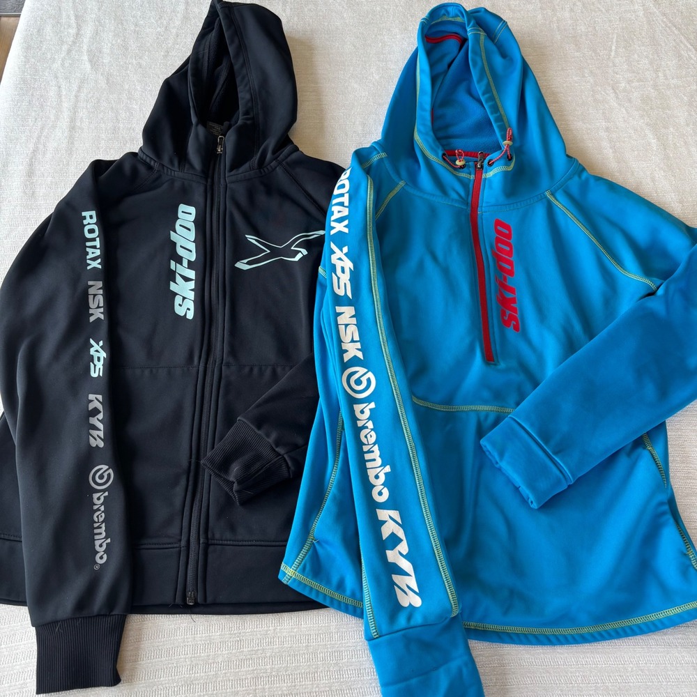 Ski-Doo BRP Women Medium Hoodie Bundle Black Full Zip & Blue‎ 1/4 Zip Rotax XPS